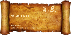 Mink Emil névjegykártya